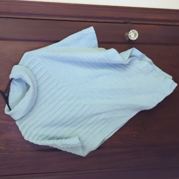 Chico's Light Blue Cowl Neck Knit Poncho Size One Size ( Small/ Medium) - Picture 1 of 5